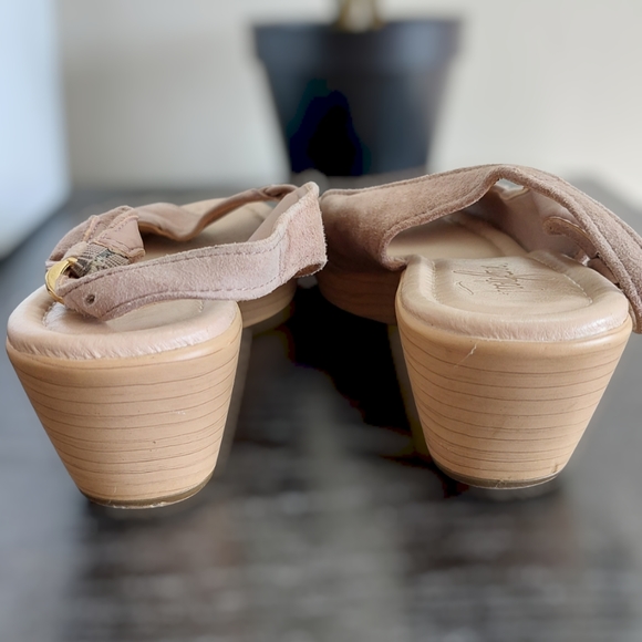 M&S Footglove Beige Suede Leather Slingback Sandals Peep Toe UK 3. - Picture 10 of 12